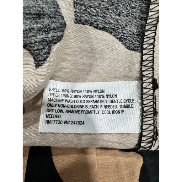 NWT A New Day 1X Black Tan Floral Print Square Neck Midi Dress Tie Back - Picture 5 of 7